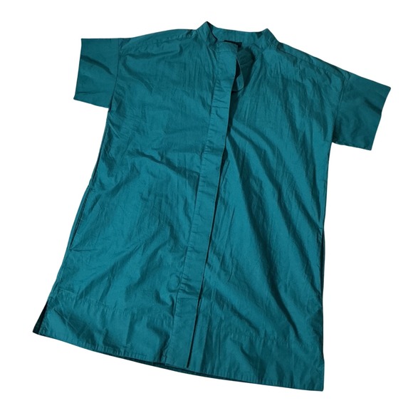 Quince Dresses & Skirts - Quince Organic Cotton Short Sleeve Shirt Dress Women L Green Mini RK001 Luxury